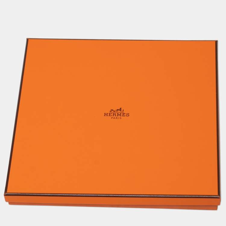 Pre Owned Hermes Brown/Cream Lift Profile Printed Silk Square Scarf