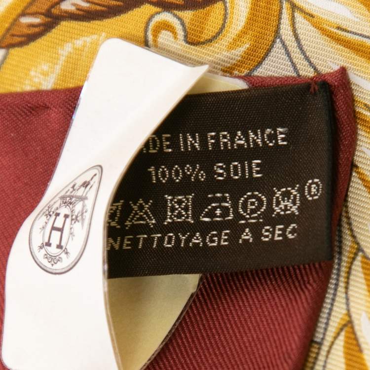 Pre Owned Hermes Brown/Cream Lift Profile Printed Silk Square Scarf