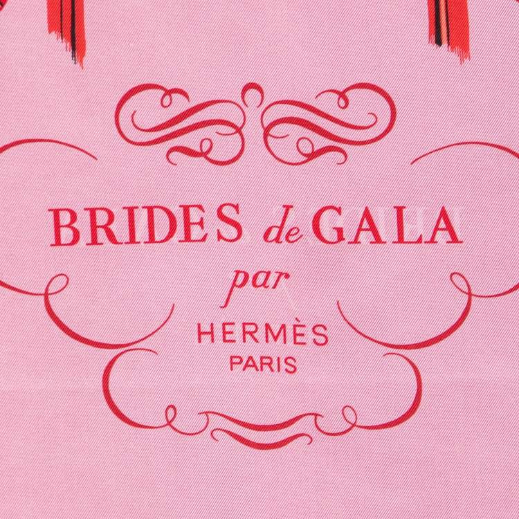 Pre Owned Hermes Rose/Rouge Brides de Gala Double Face Silk Scarf