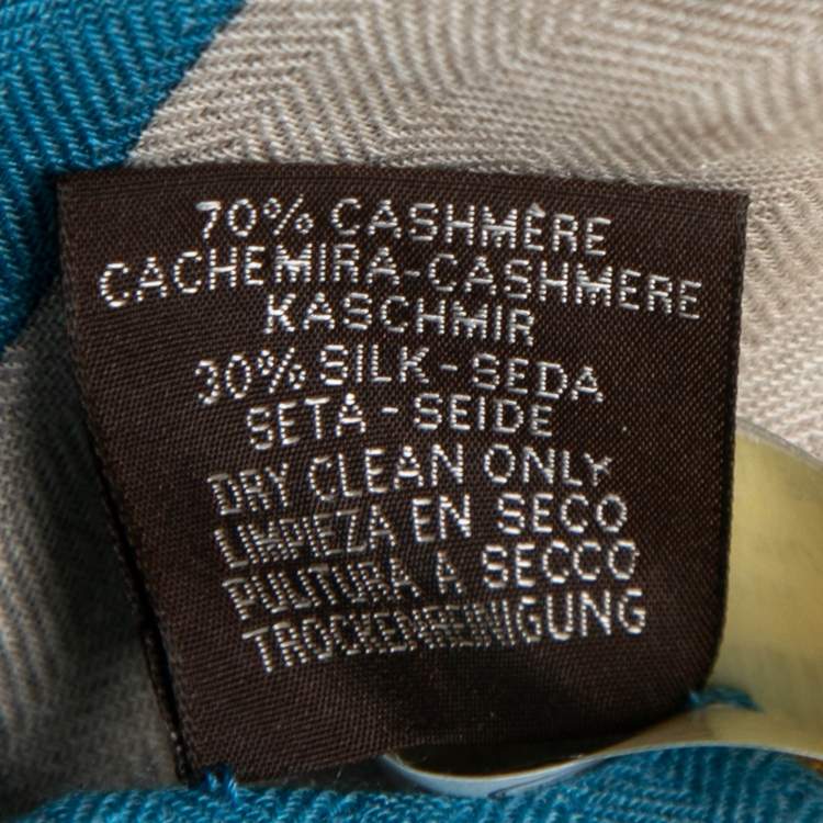 Pre Owned Hermes Bleu Cobalt/Naturel Eperon d'or Cashmere & Silk Shawl