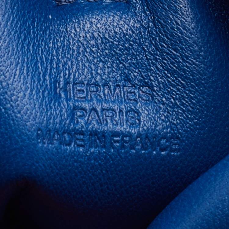 Pre Owned Hermès Orange Poppy/Bleu De France Milo Lambskin and Swift Leather Pilo Phone Case