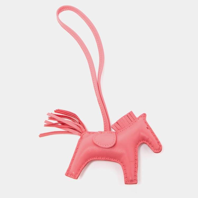 Pre Owned Hermes Rose Azalee Milo Leather Rodeo Grigri Bag Charm PM