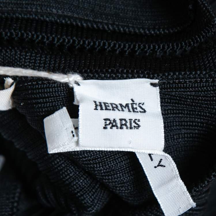 Pre Owned Hermes Black Silk Rib Knit Gaiters