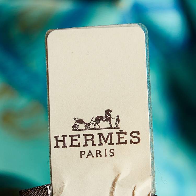 Pre Owned Hermes Light green The Horsawards printed Silk Square Scarf