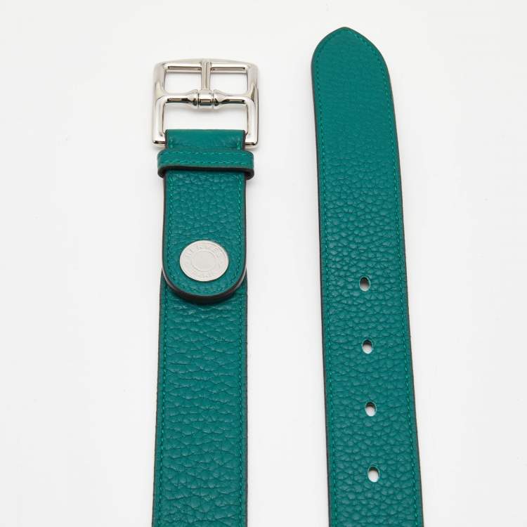 Pre Owned Hermes Malachite Taurillon Clemence Etriviere Belt 90 CM