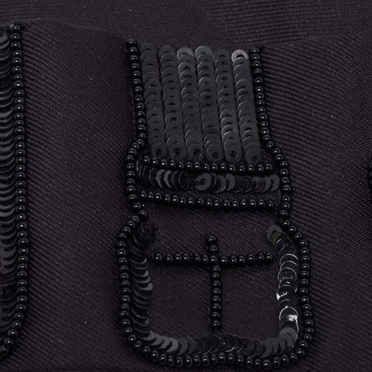 Pre Owned Hermès Black Sequin Embroidered Silk Twilly