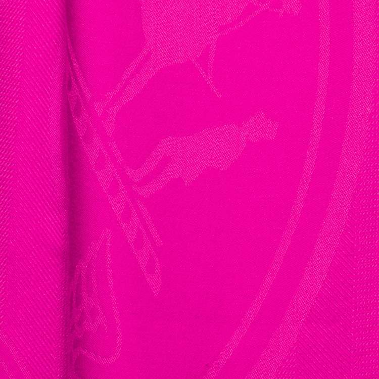 Pre Owned Hermès  Rose Indien Confettis d'Ex-Libris Cashmere Silk Stole