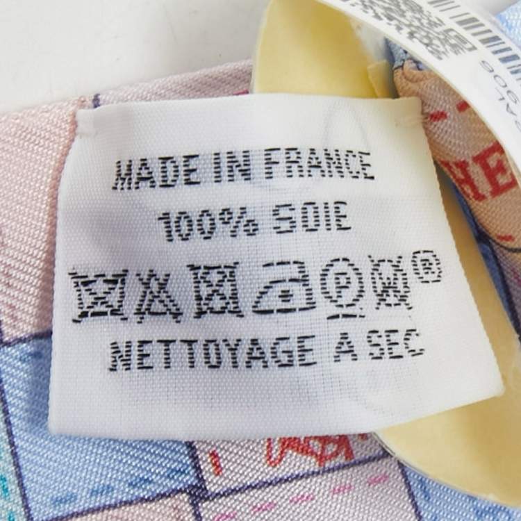 Pre Owned Hermes Pale Bleu/Rose Bolduc au Carré Silk Twilly