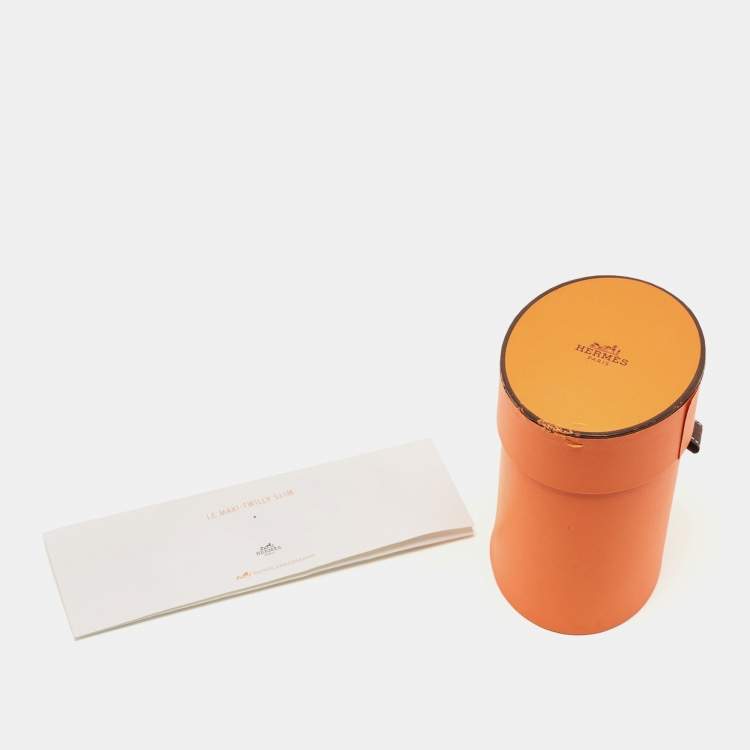 Pre Owned Hermes Orange/Bleu Della Cavalleria Silk Maxi Slim Twilly