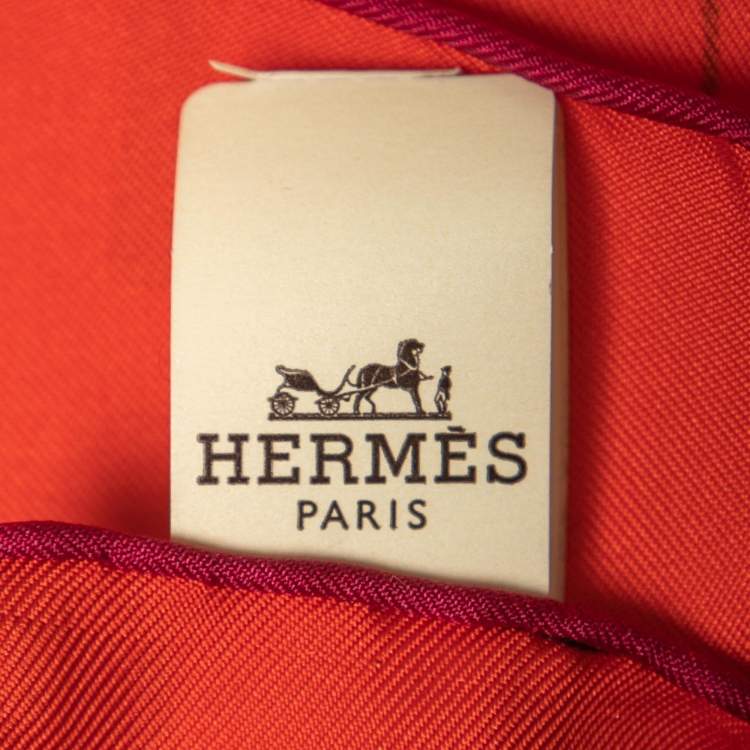 Pre Owned Hermes Red Les Confessions Printed Silk Square Scarf