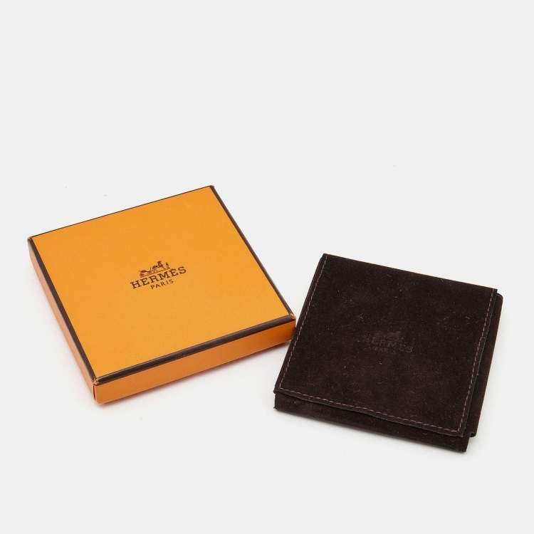 Pre Owned Hermès Micro Rivale Black Leather Gold Plated Bracelet