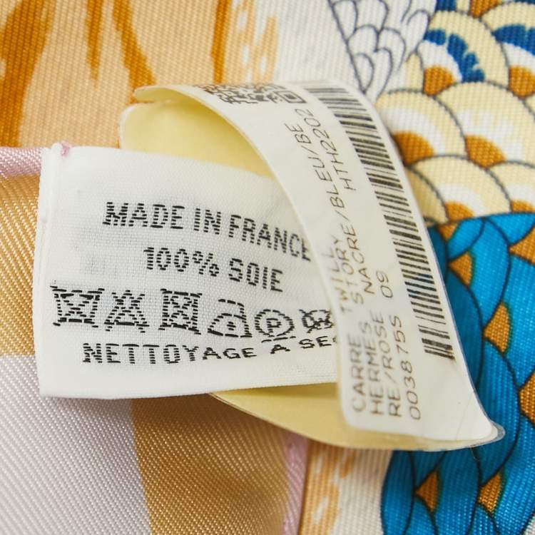 Pre Owned Hermès Story Light Pink Printed Silk Square Scarf
