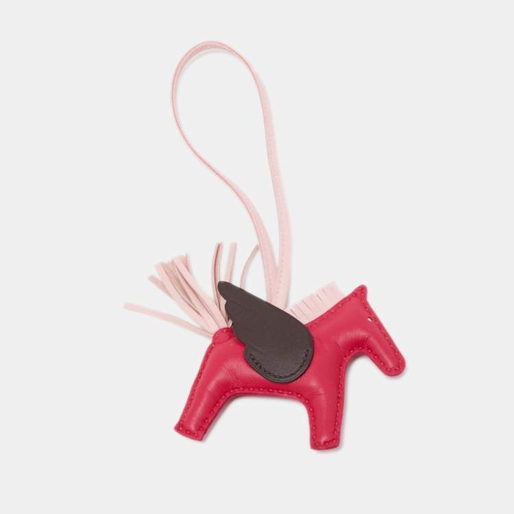 Pre Owned Hermes Framboise/Rose Sakura/Rouge Sellier Milo Leather GriGri Rodeo Pegase Bag Charm PM