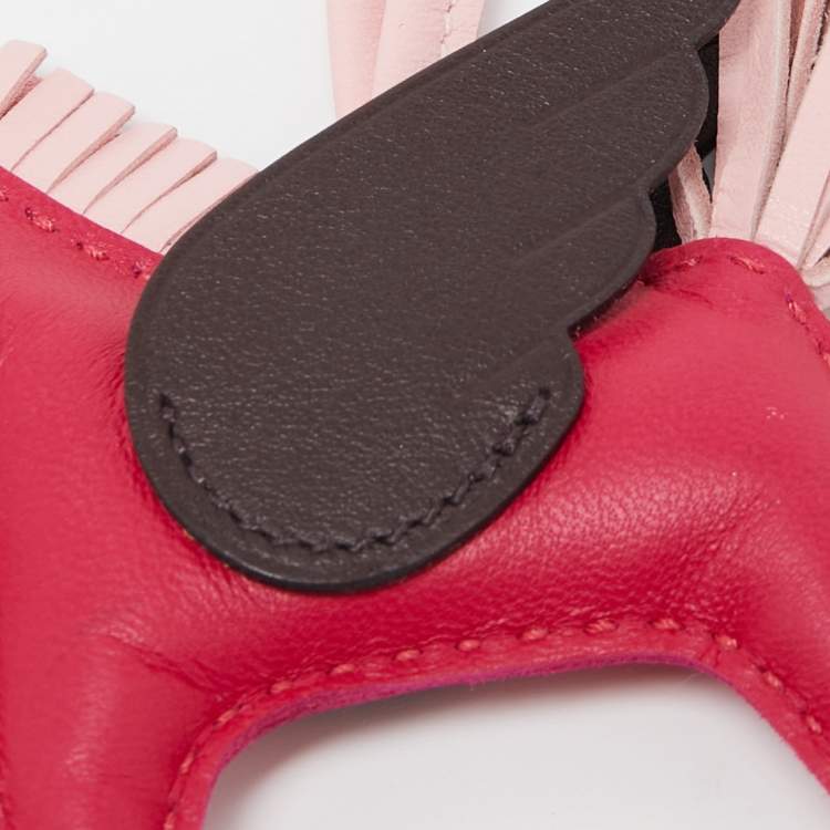 Pre Owned Hermes Framboise/Rose Sakura/Rouge Sellier Milo Leather GriGri Rodeo Pegase Bag Charm PM