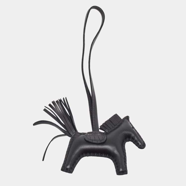 Pre Owned Hermes So Black Milo Leather and Matte Alligator Touch GriGri Rodeo Bag Charm PM