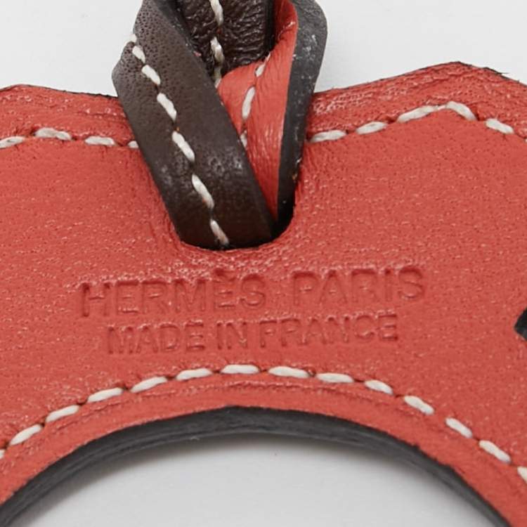 Pre Owned Hermes Marron Fonce/Brique Swift Leather Paddock Fer a Cheval Bag Charm