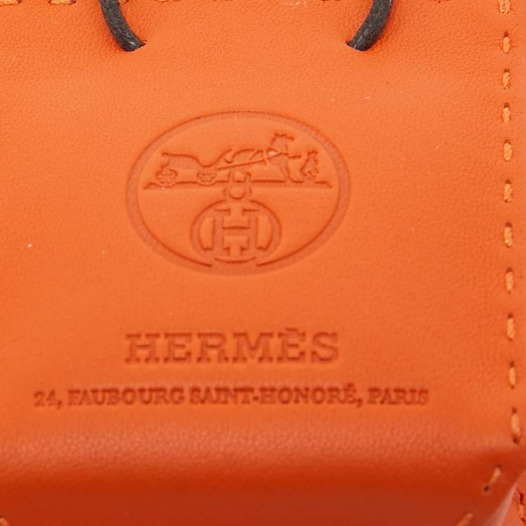 Pre Owned Hermes Feu/Gold Milo Lambskin and Swift Leather Shopping Bag Charm 