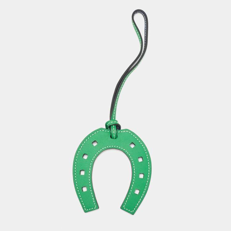 Pre Owned Hermès Bambou/Deep Blue Swift Leather Paddock Fer a Cheval Bag Charm