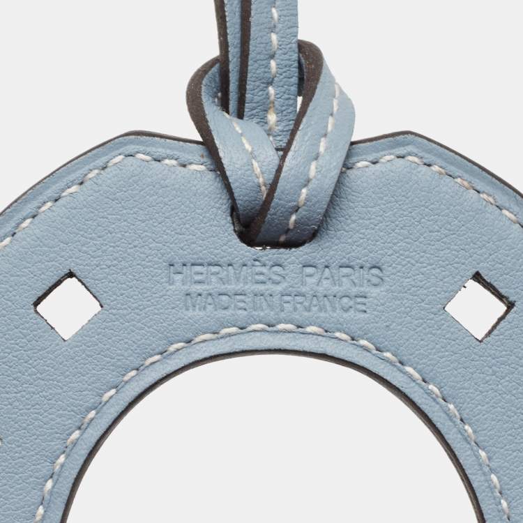 Pre Owned Hermès Bleu Lin Swift Leather Paddock Fer a Cheval Bag Charm