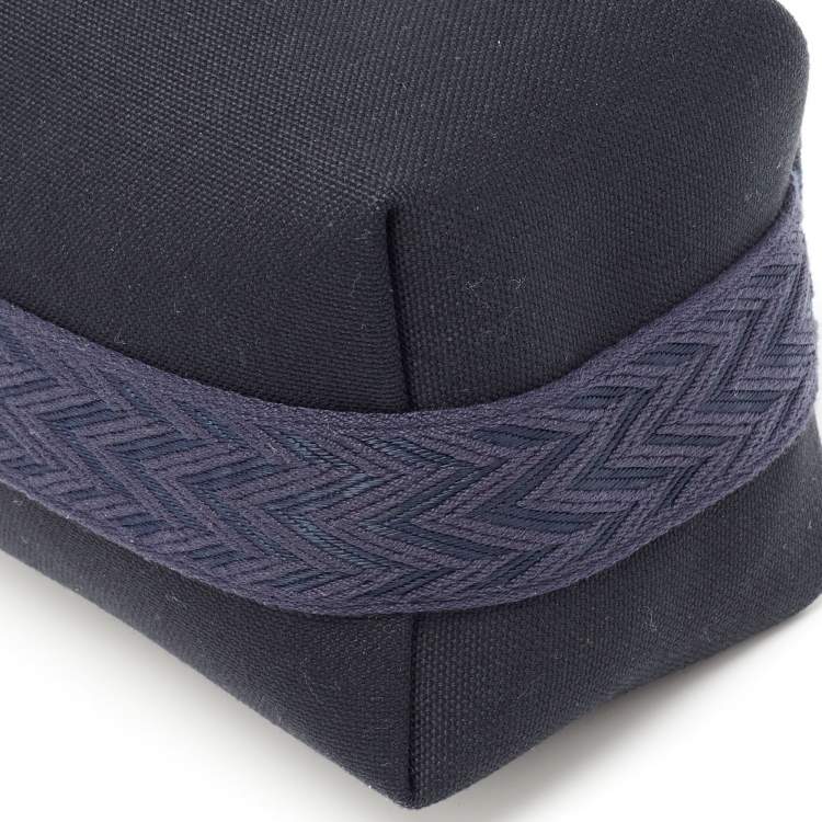 Pre Owned Hermes Bleu Nuit Canvas Small Bride-A-Brac Pouch
