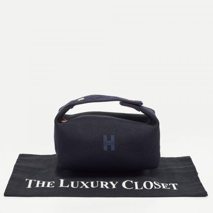 Pre Owned Hermes Bleu Nuit Canvas Small Bride-A-Brac Pouch