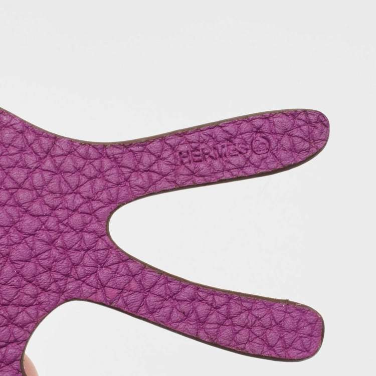 Pre Owned Hermès Bleu Saphir/Anemone Epsom and Togo Leather Petit H Deer Bag Charm