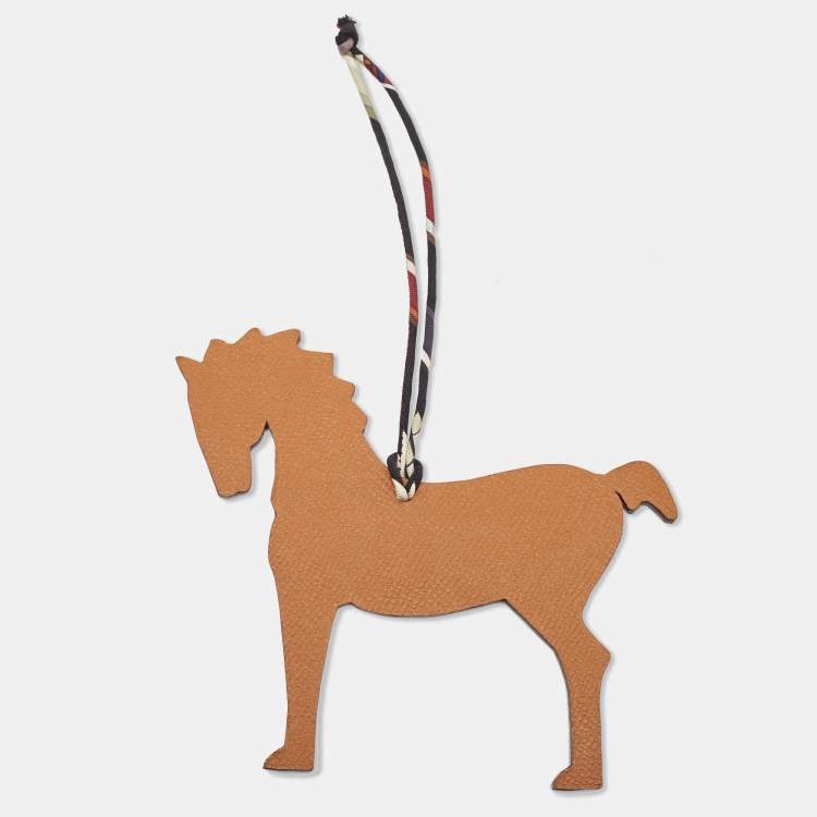 Pre Owned Hermès Cognac/Colvert Epsom and Clemence Leather Horse Bag Charm