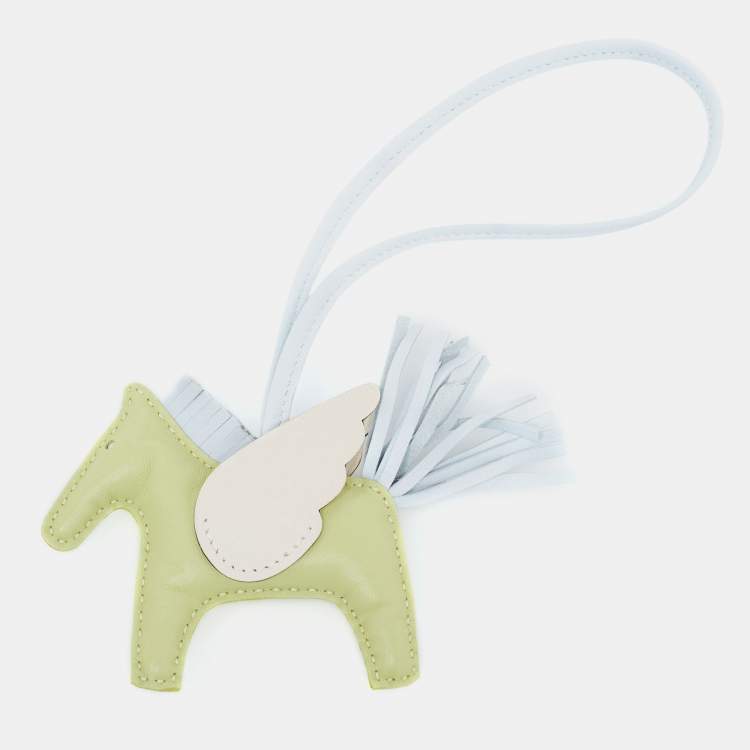 Pre Owned Hermes Jaune Bourgeon/Bleu Brume Milo Leather GriGri Rodeo Pegase Bag Charm PM