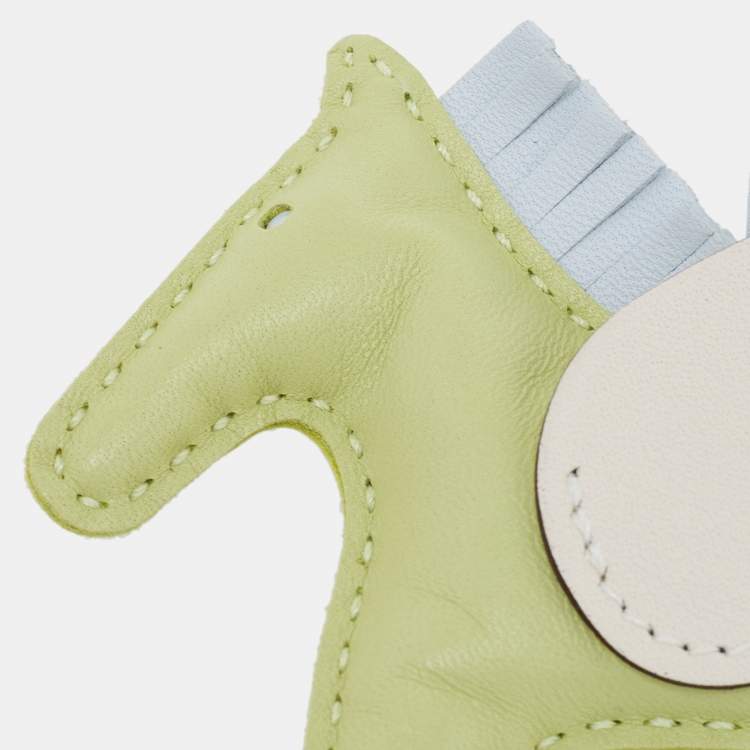 Pre Owned Hermes Jaune Bourgeon/Bleu Brume Milo Leather GriGri Rodeo Pegase Bag Charm PM