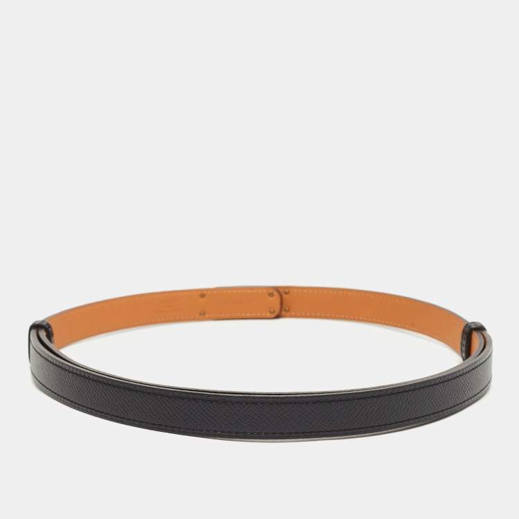 Pre Owned Hermès  Black/Gold Epsom and Swift Leather Gold Finished Kelly 18 Belt 