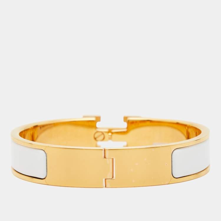 Pre Owned Hermès Clic H Enamel Gold Plated Bracelet