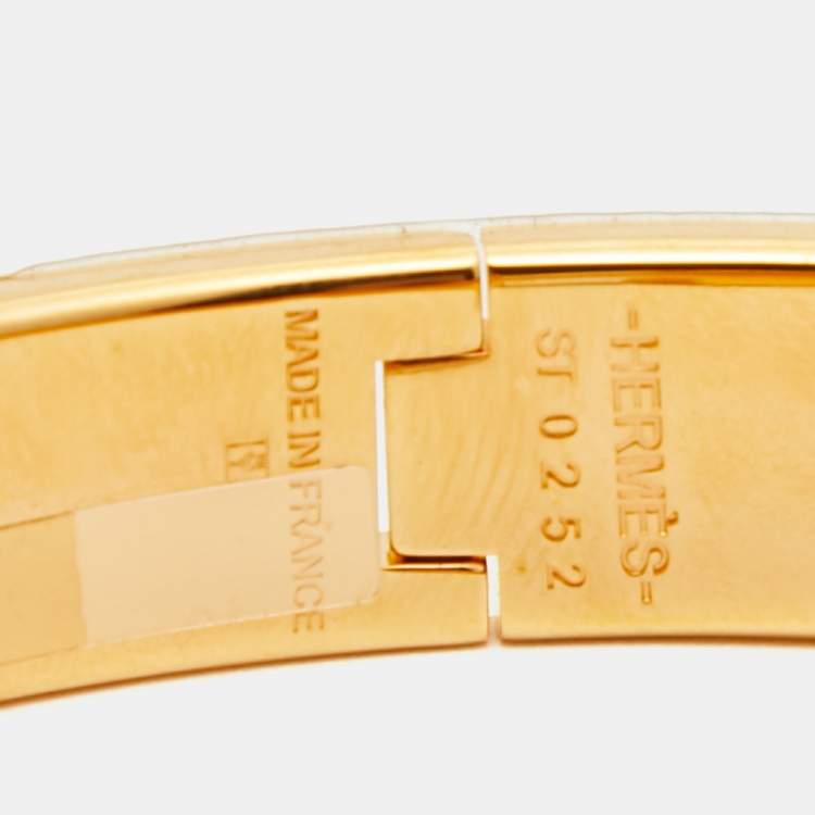 Pre Owned Hermès Clic H Enamel Gold Plated Bracelet