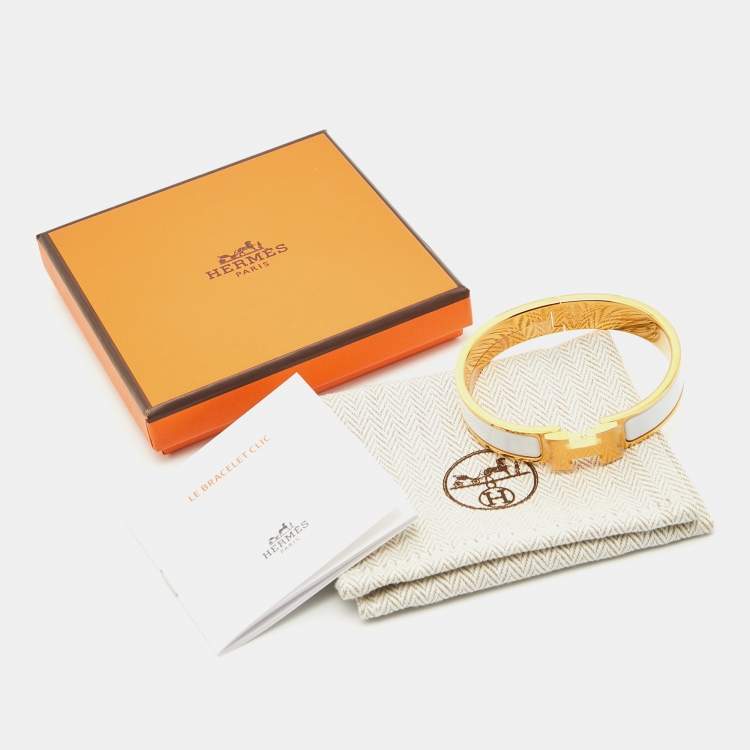 Pre Owned Hermès Clic H Enamel Gold Plated Bracelet