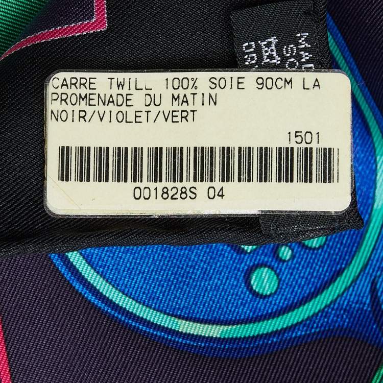Pre Owned Hermes Black La Promenade du Matin Silk Scarf