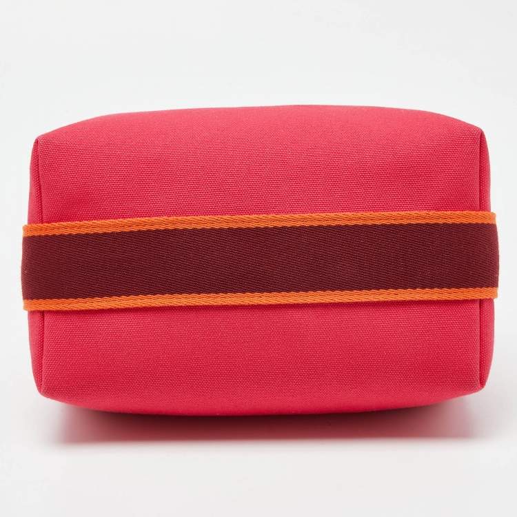 Pre Owned Hermes Hibiscus Canvas Small Bride-a-Brac Pouch