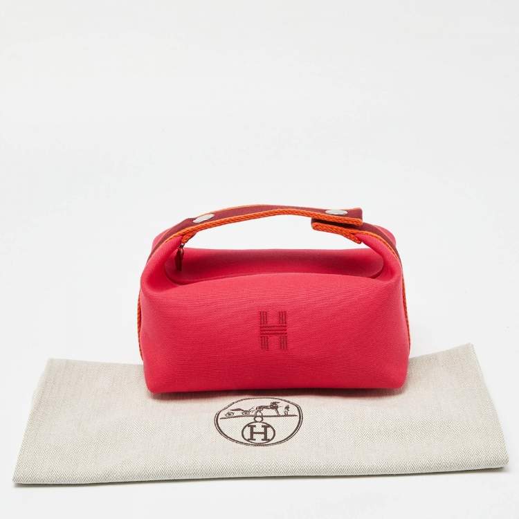 Pre Owned Hermes Hibiscus Canvas Small Bride-a-Brac Pouch