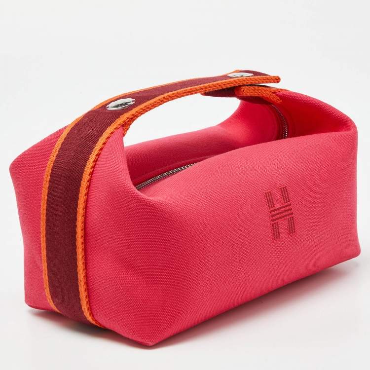 Pre Owned Hermes Hibiscus Canvas Small Bride-a-Brac Pouch