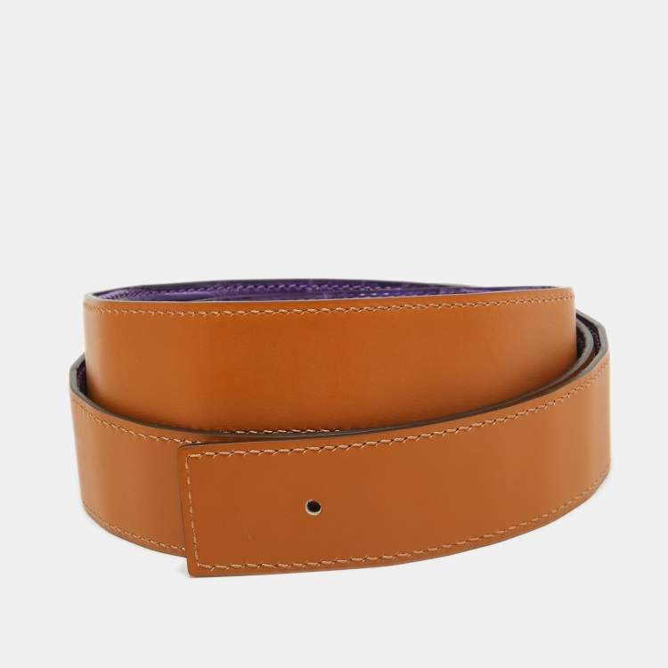مملوكة مسبقًا Hermes Ultraviolet Crocodile Porosus Belt Strap 95 CM