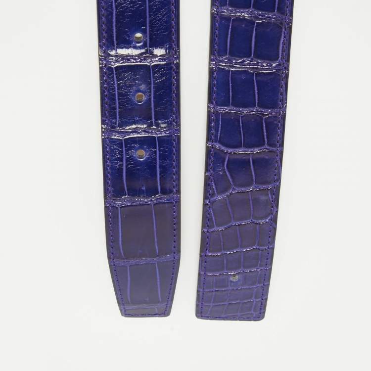 Pre Owned Hermes Iris Crocodile Porosus Belt Strap 90 CM