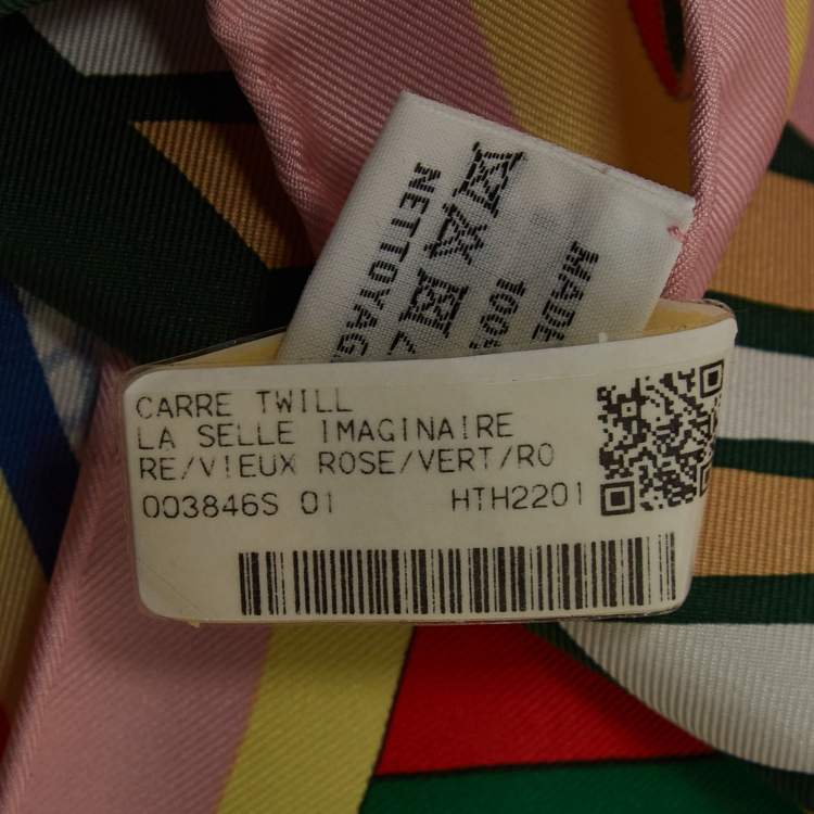 Pre Owned Hermès Pink Print Silk La Selle Imaginaire Scarf