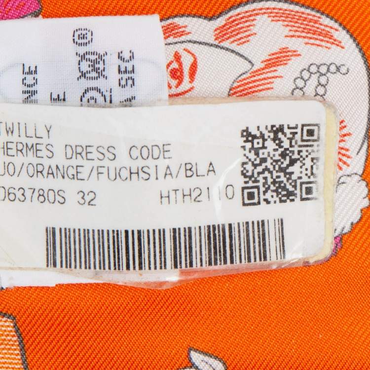 Pre Owned Hermès Orange Dress Code Silk Twilly