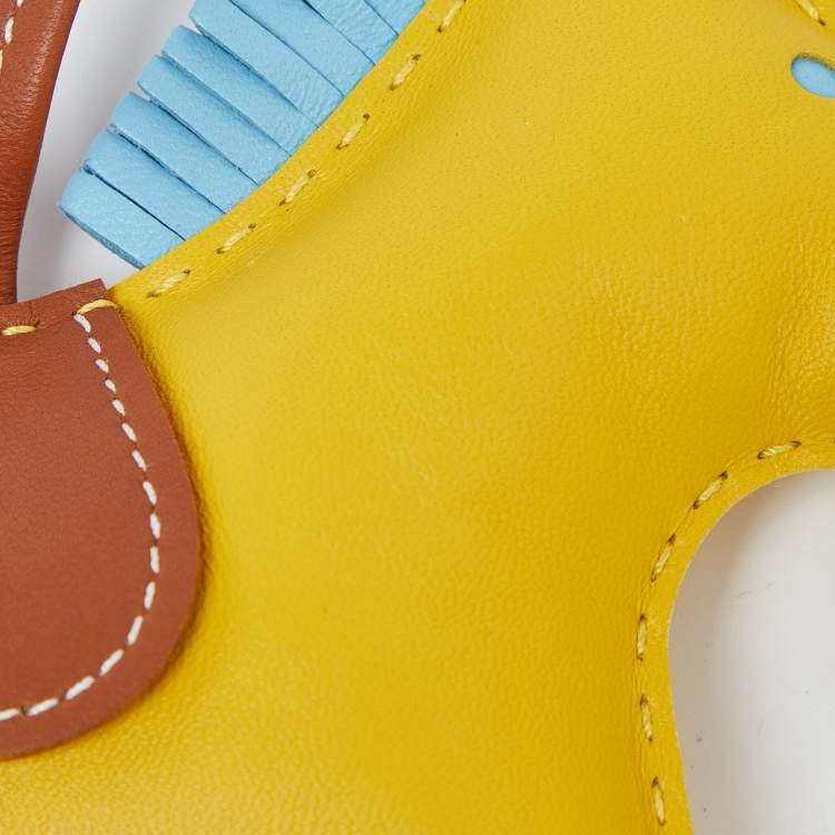 Pre Owned Hermès Jaune De Naples/Celeste/Gold GriGri Rodeo Horse Bag Charm GM