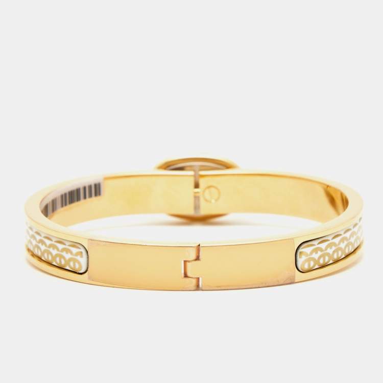 Pre Owned Hermes Mini Clic Clac Chain D'Ancre Enamel Gold Plated Bracelet