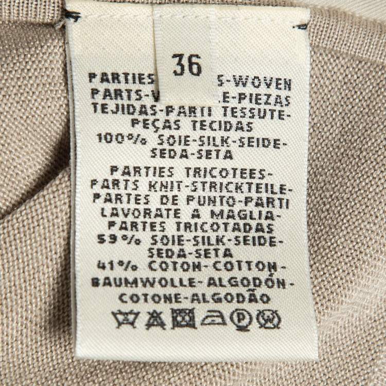 Pre Owned Hermes Beige 'BRIDES de GALA' print Silk and Knit Short Dress S