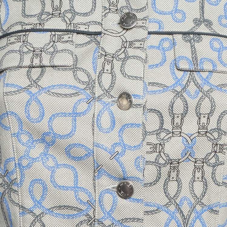 Pre Owned Hermès Grey Printed Canvas Robe Sans Manche Dress M