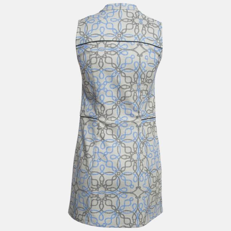 Pre Owned Hermès Grey Printed Canvas Robe Sans Manche Dress M