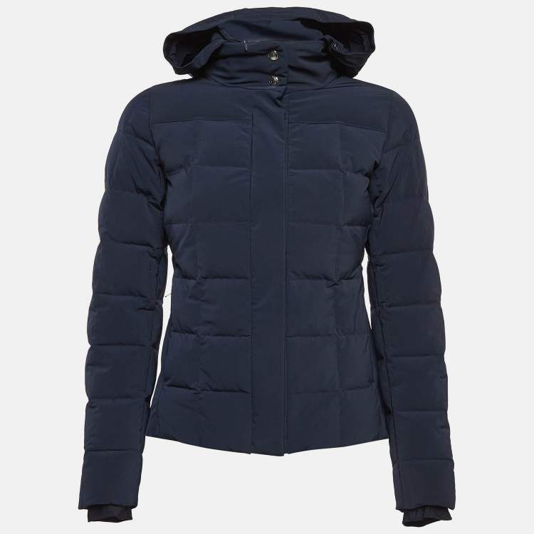 Pre Owned Hermès Navy Blue Nylon Puffer Down Jacket XS