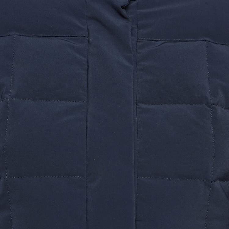 Pre Owned Hermès Navy Blue Nylon Puffer Down Jacket XS