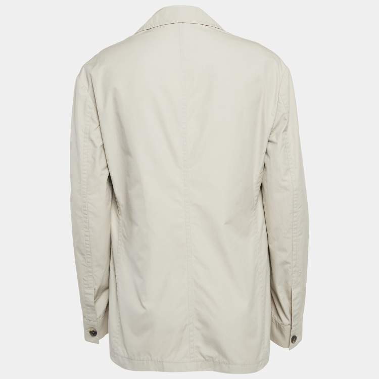 Pre Owned Hermes Tan Khaki Poplin Button-Up Jacket M