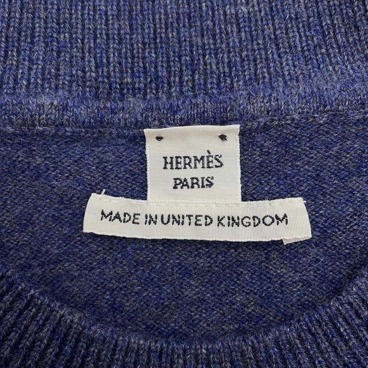 Pre Owned Hermes Blue Cashmere Sweater H-Lift Size 42